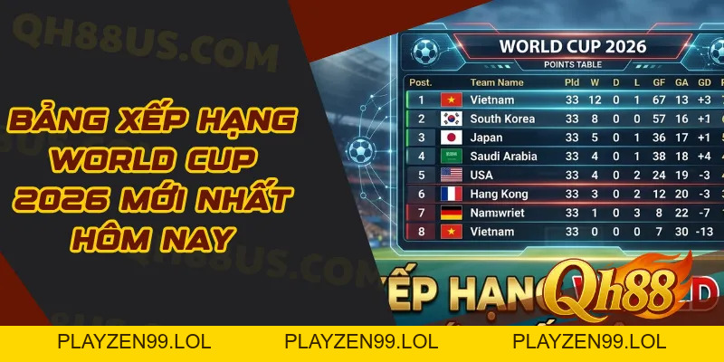 Bảng Xếp Hạng World Cup 2026 Mới Nhất Hôm Nay - QH88
