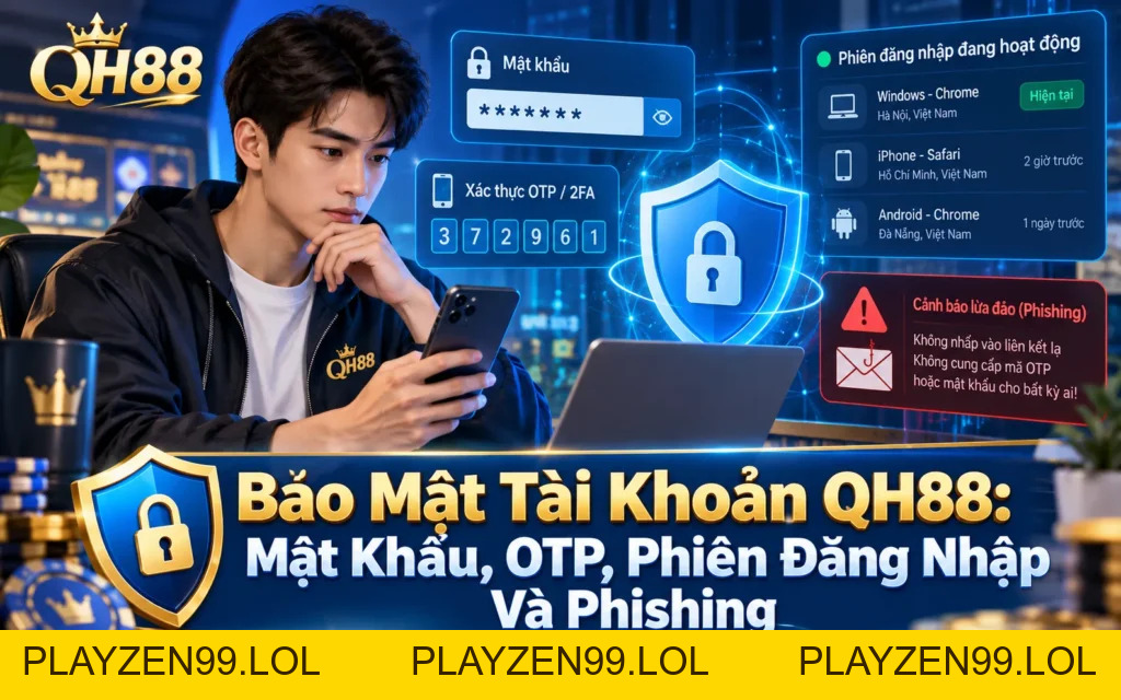 Bảo Mật Tài Khoản QH88: Mật Khẩu, OTP, Phiên Đăng Nhập Và Phishing - QH88
